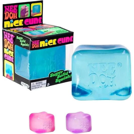 Nee Doh Nice Cube Super Solid Squish! - Blue Purple Pink